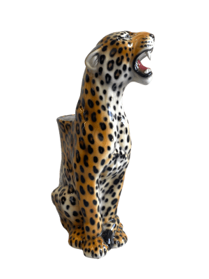 LEOPARD 86CM CERAMIC SIDE TABLE SCULPTURE