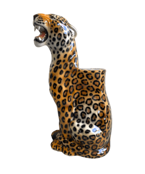 LEOPARD 86CM CERAMIC SIDE TABLE SCULPTURE