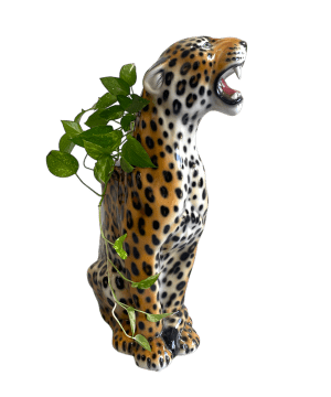 LEOPARD 86CM CERAMIC SIDE TABLE SCULPTURE