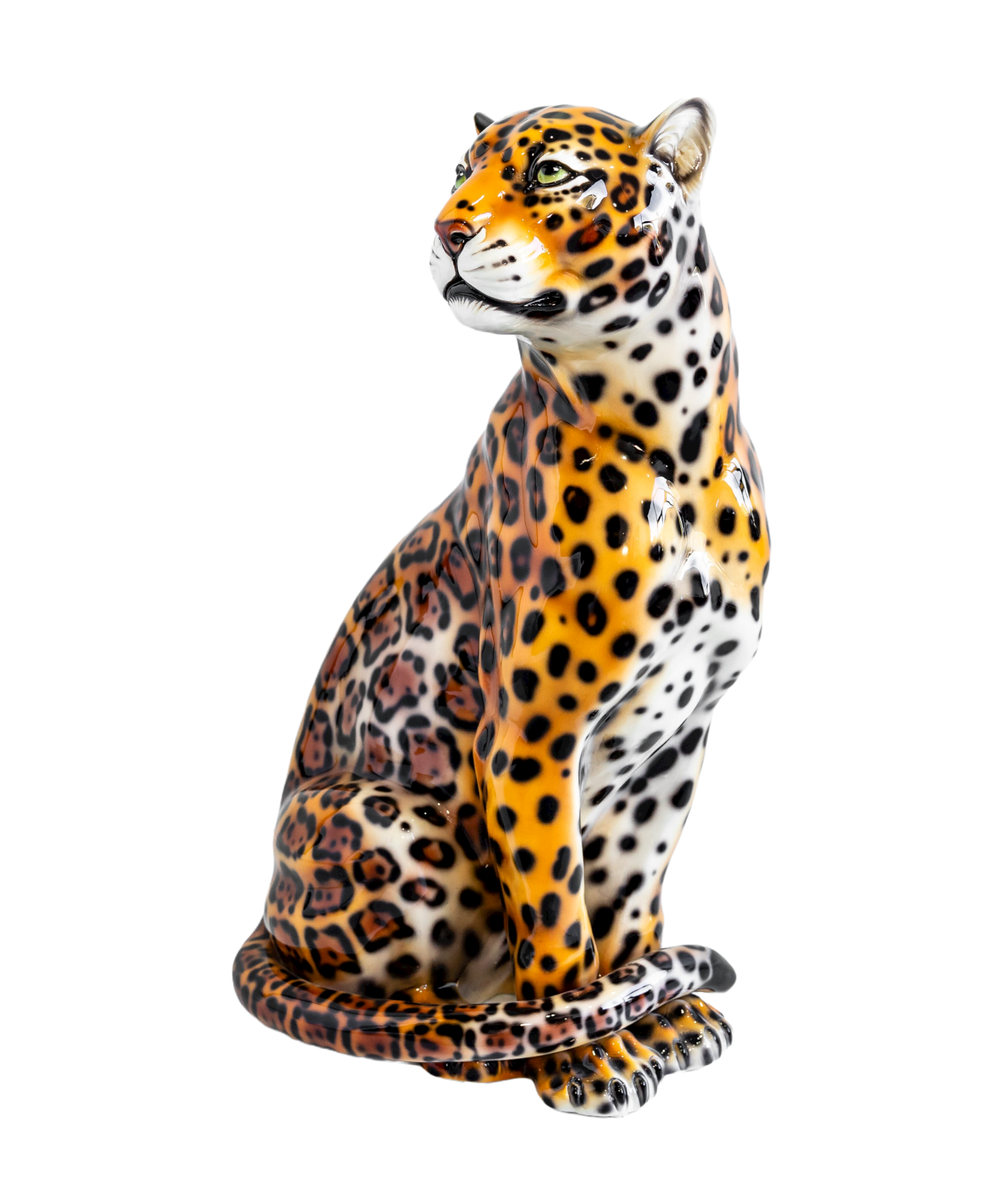 ALEXANDER 88CM CERAMIC LEOPARD SCULPTURE