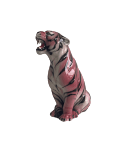 CHERRY 45CM PINK & BLACK CERAMIC TIGER SCULPTURE