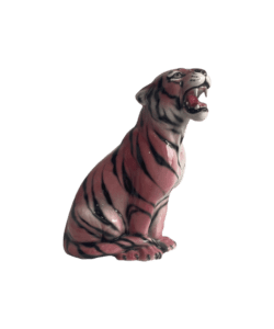 CHERRY 45CM PINK & BLACK CERAMIC TIGER SCULPTURE