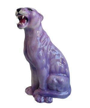 ANGELICA 86CM CERAMIC LILAC PANTHER SCULPTURE