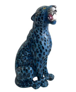 DENIM 86CM CERAMIC BLUE LEOPARD- LEFT FACING TAIL