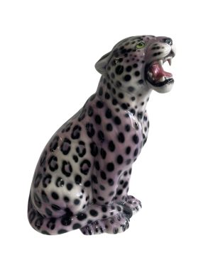 IMOGEN 45CM LILAC CERAMIC LEOPARD SCULPTURE