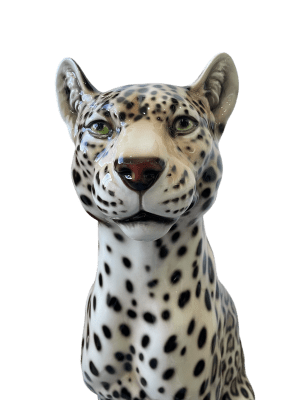 SABBIA 87CM CERAMIC LEOPARD BEIGE SCULPTURE