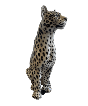 SABBIA 87CM CERAMIC LEOPARD BEIGE SCULPTURE
