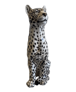 SABBIA 87CM CERAMIC LEOPARD BEIGE SCULPTURE
