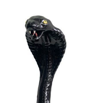 COBRA 45CM BLACK CERAMIC SCULPTURE