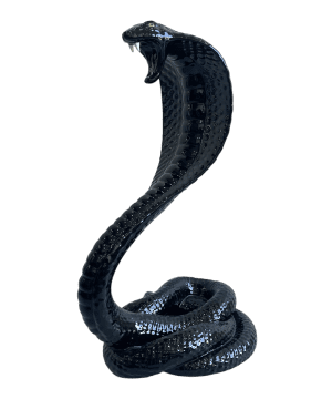 COBRA 77CM BLACK CERAMIC SCULPTURE