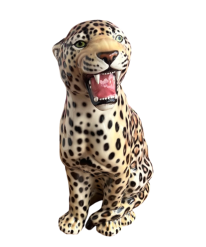 SELVAGGIA 86CM CERAMIC LEOPARD SCULPTURE