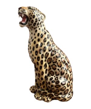 SELVAGGIA 86CM CERAMIC LEOPARD SCULPTURE